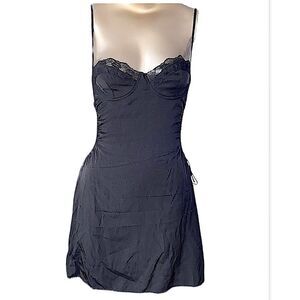 Black cut out bustiers mini with back zipper and adjustable spaghetti straps